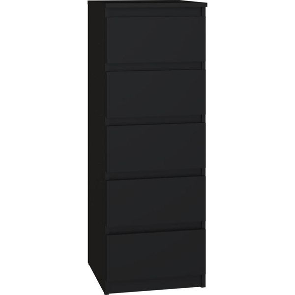 Moderna Cassettiera Grande Con 5 Cassetti – Malwa W5 | Colore: Nero | Dimensioni: 40X45X111 Cm-image