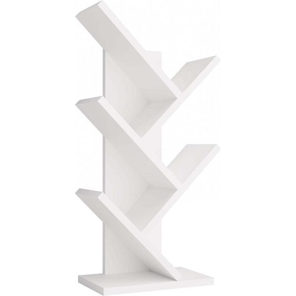 Divertente Mini Libreria – Moderna Libreria Geometrica Con 4 Ripiani Inclinati | Colore: Bianco Opaco-image