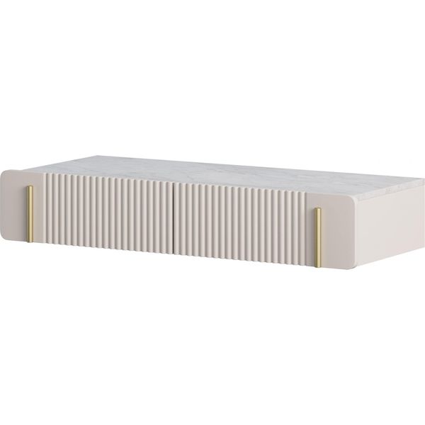 Malmi Tavolo Da Trucco Sospeso Con Cassetti – 100 Cm Design Sospeso | Colore: Cashmere/Crema Bianca/Oro-image