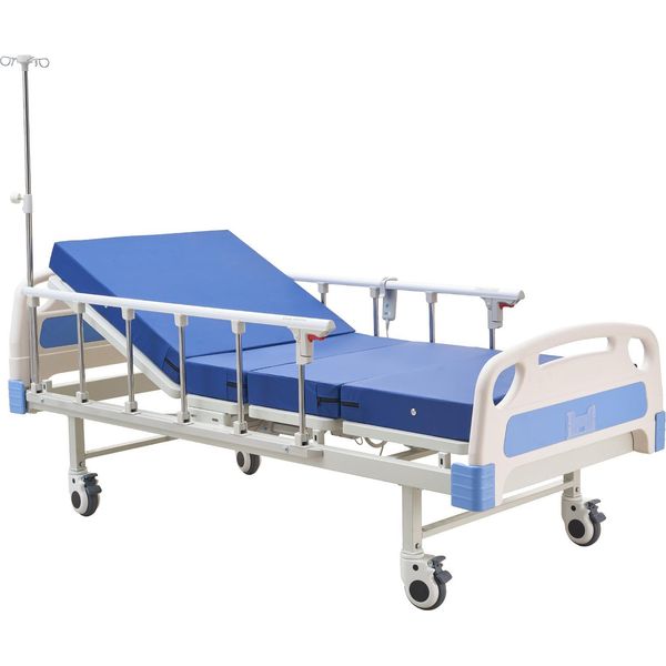 Letto Elettrico Succebuy Con 2 Funzioni, Schienale E Poggiagambe Regolabili, Ruote Da 12,7 Cm E Materasso In Schiuma Per Assistenza Domiciliare, Case Di Riposo E Ospedali, Portata Massima 250 Kg-image