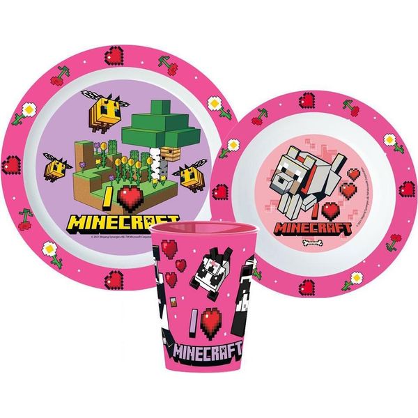 Set Di Stoviglie Minecraft Girls Microplastica Con Tazza 260 Ml-image
