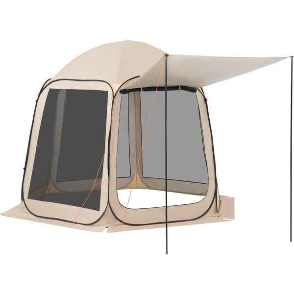 Succebuy Tenda Da Campeggio 304,8 X 280,4 Cm, Tenda Pop-Up Con Tenda Estensibile, Tenda Portatile Per 4-8 Persone Con Borsa Di Trasporto E Pareti Laterali, Ideale Per Patio E Attività All'aperto, Beige-image
