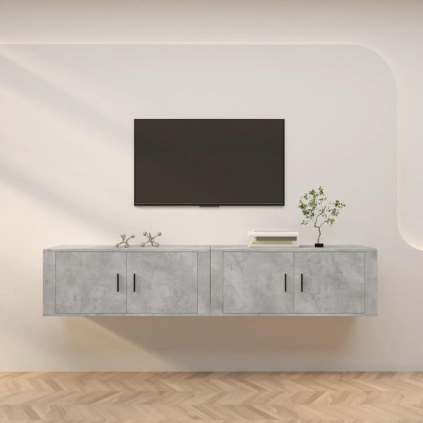 Maison Exclusive - Mobili Porta Tv A Parete 2 Pz Grigio Cemento 100X34,5X40 Cm-image