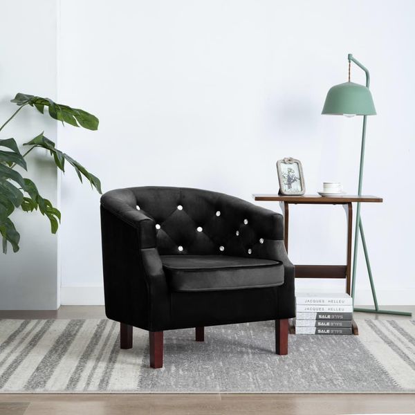 Maison Exclusive - Poltrona Nera In Velluto-image