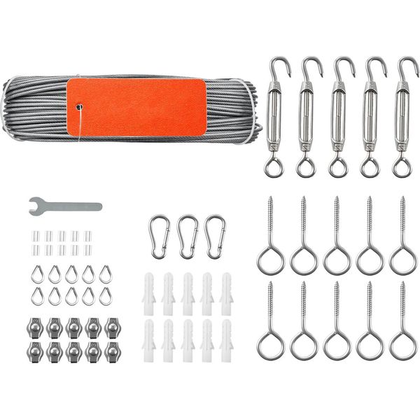 Fune Metallica In Acciaio Inossidabile Succebuy φ2 Mm, Lunghezza 35,1 M, Fune Metallica In Acciaio Inossidabile 304 Con Carico Di Rottura 2 Kn, 7X7 Trefoli, Adatta Per Ringhiere, Graticci Da Giardino E Installazioni Luminose-image