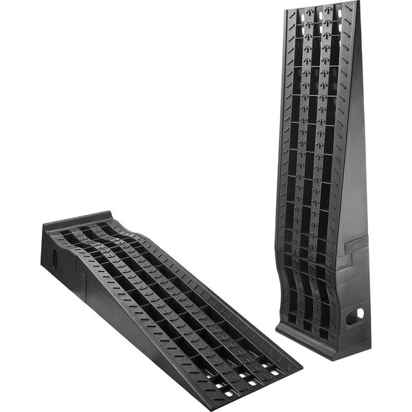 Succebuy Rampe Per Auto Set Di 2 Rampe Con Altezza Di Sollevamento Di 160 Mm, Rampe Di Servizio Portatili Per La Manutenzione Dei Veicoli, Il Cambio Dell'olio E Le Riparazioni, Capacità Di Carico Fino A 1474 Kg Per Rampa, Colore Nero-image