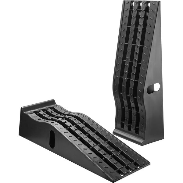 Succebuy Rampe Per Auto 2 Pezzi Con Altezza Di Sollevamento 155 Mm, Rampe Di Servizio Portatili Per Manutenzione Veicoli, Cambio Olio E Riparazioni, Adatte Per Autocarri, Portata Fino A 1474 Kg Per Rampa, Colore Nero-image