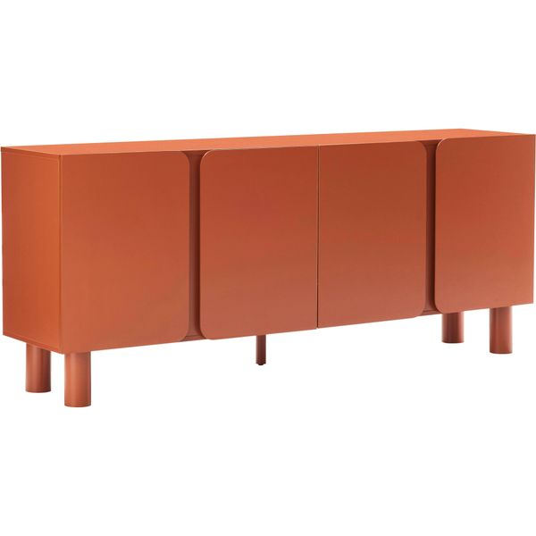 Credenza In Legno Semplice Con 4 Ante, Larghezza 180 Cm, Arancione - Oviala Harlan-image
