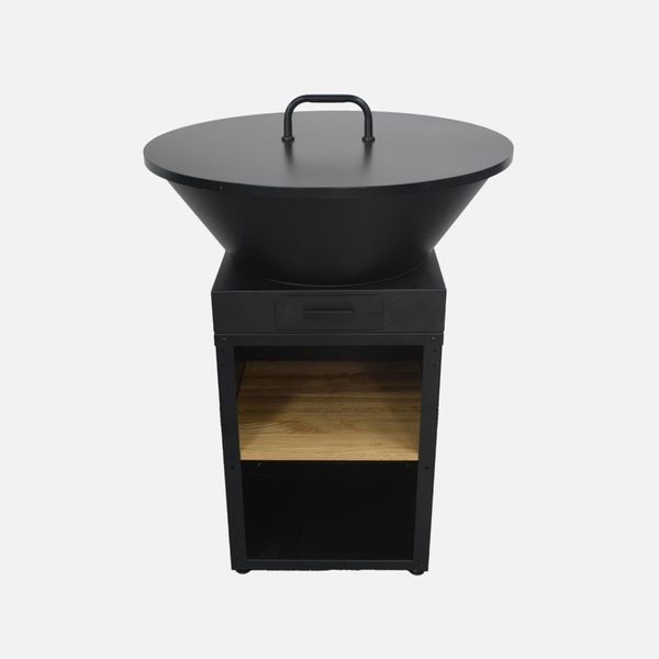 Braciere Barbecue Ø81,5Cm Con Griglia Di Cottura, Spazio Di Stoccaggio E Coperchio, Nero-image