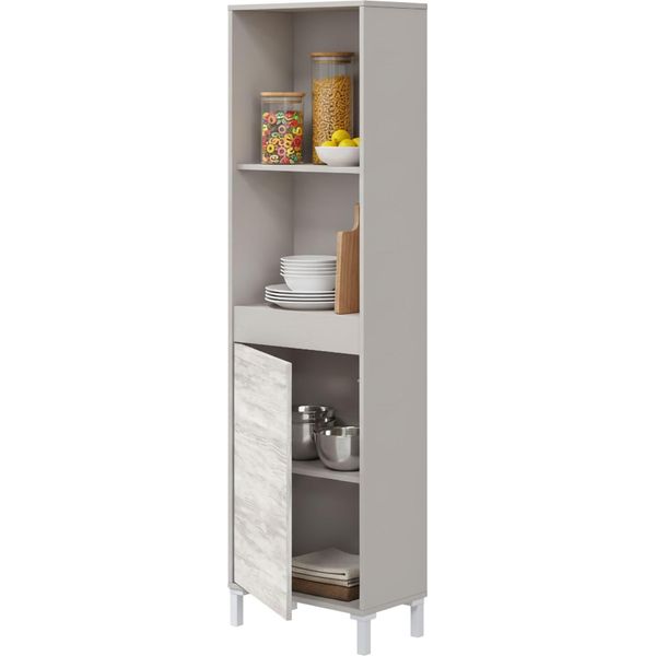 Dmora Credenza Spineda 49X28X174H Cm Beige, Cassetti 3 Ripiani-image