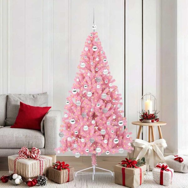 Maison Exclusive - Albero Di Natale Artificiale Preilluminato Rosa 180 Cm Pvc-image