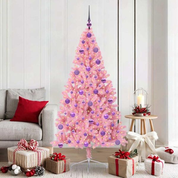 Maison Exclusive - Albero Di Natale Artificiale Preilluminato Rosa 180 Cm Pvc-image