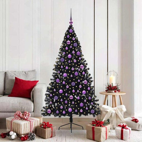 Maison Exclusive - Albero Di Natale Artificiale Preilluminato Nero 180 Cm Pvc-image