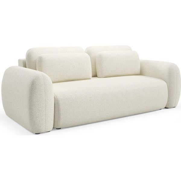 Dmora Divano Letto 3 Posti Sessame 266X121 Cm Bianco Crema, Sfoderabile Cuscini Sfoderabili Contenitore-image
