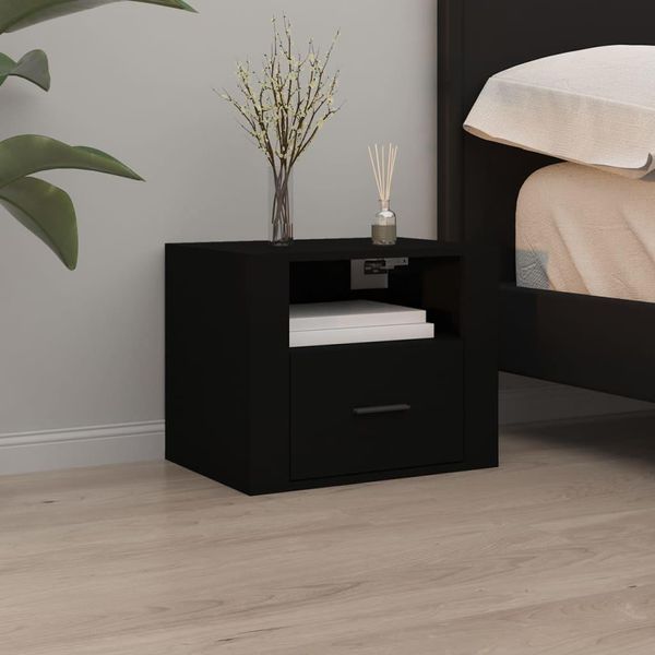 Maison Exclusive - Comodino Da Parete Nero 50X36X40 Cm-image