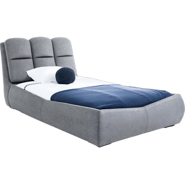 Comodo Letto Singolo Grigio Letto Imbottito Di Design Struttura In Legno-image