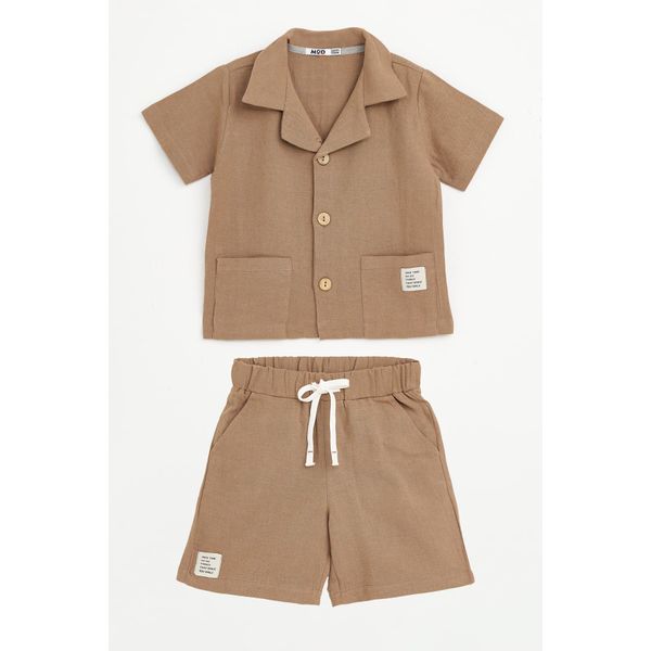 Bonito | Set Per Bambino - Camicia A Maniche Corte + Pantaloncini - Taglia 110 - Traspirante - Leggero - Comodo-image