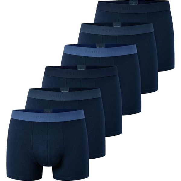Boxer Da Uomo Schiesser, Confezione Da 6 - "95/5"", Slip, Cotone Elasticizzato, Logo Blu 2XL"-image