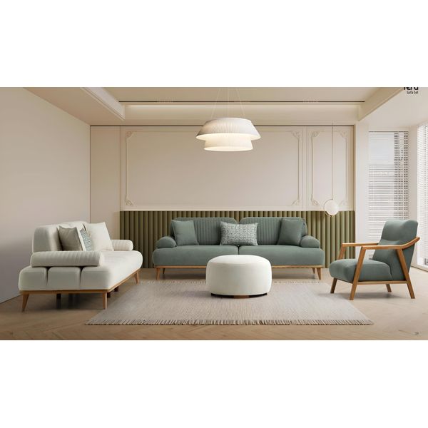 Elegante Divano Imbottito Di Design GrüNer A 3 Posti Per Soggiorno-image