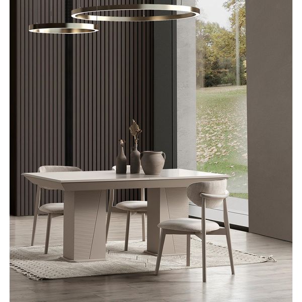 Elegante Set Da Pranzo Tavolo Da Pranzo Rettangolare Di Design 6 Sedie Imbottite-image