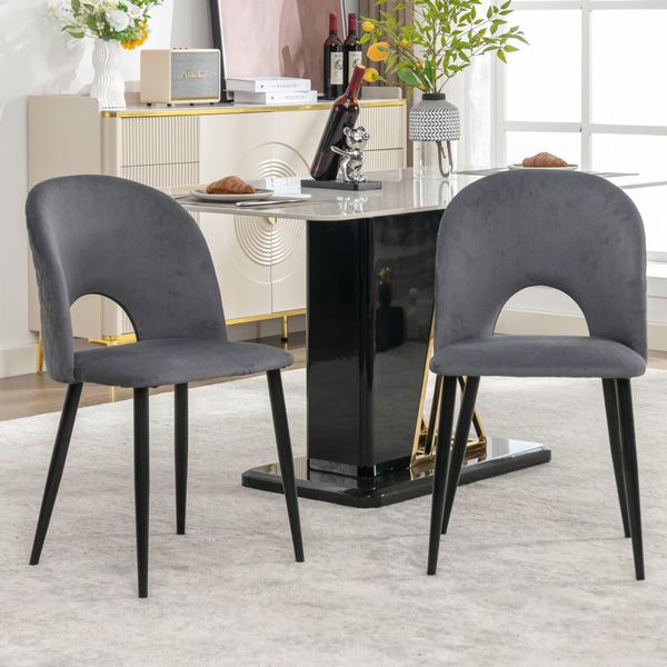Fortuna Lai Sedia Da Pranzo (2 Pezzi), Sedia Imbottita Di Design Con Schienale, Seduta In Velluto, Struttura In Metallo, Piedini Regolabili, Motivo A Rombi Sul Retro, Grigio-image