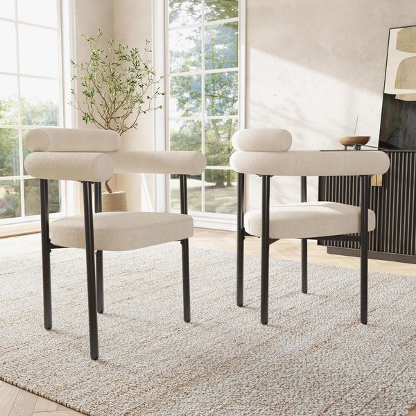 Fortuna Lai 2 Sedie Da Pranzo, Sedie Da Pranzo Moderne E Semplici In Tessuto Scamosciato Color Crema, Comodi Sedili Ad Anello, Adatte Per Sala Da Pranzo, Soggiorno E Studio, Disponibili In Diversi Colori-image