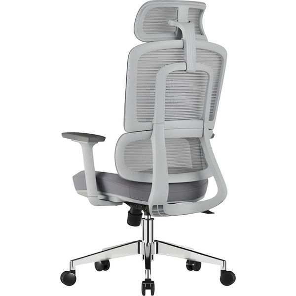 Sedia Da Ufficio Grigio Chiaro Con Design Ergonomico E Schienale In Rete-image