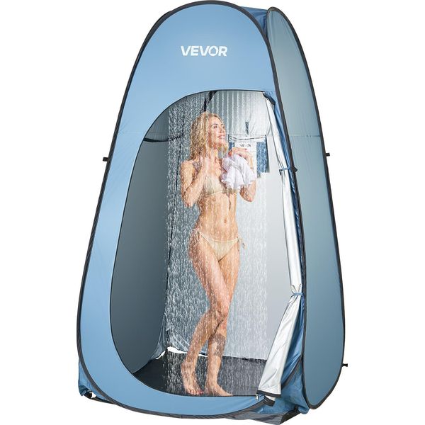 Vevor Tenda Da Doccia Con Sacca Per Doccia Tenda Da Toilette (1194X1194 X1905 Mm) Tenda Spogliatoio Incl. Picchetti, Corde E Borsa Per Il Trasporto, Tenda Parasole In Poliestere 190T Per Campeggio, Spiaggia, Pesca, Blu-image