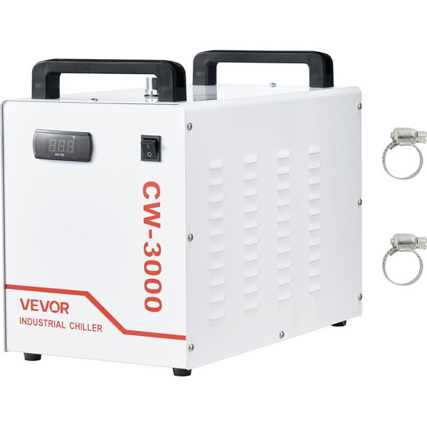 Vevor Raffreddatore Ad Acqua Industriale CW-3000, Sistema Di Raffreddamento Ad Acqua Industriale Con Serbatoio Da 9 Litri, Portata 10 L/Min, Unità Di Raffreddamento Con Ventola Ad Alta Velocità, Per Macchine Per Incisione E Taglio Laser-image
