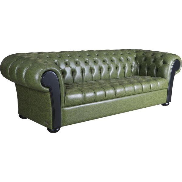 Divano Chesterfield Verde Lussuoso Divano A 3 Posti In Ecopelle Mobili-image