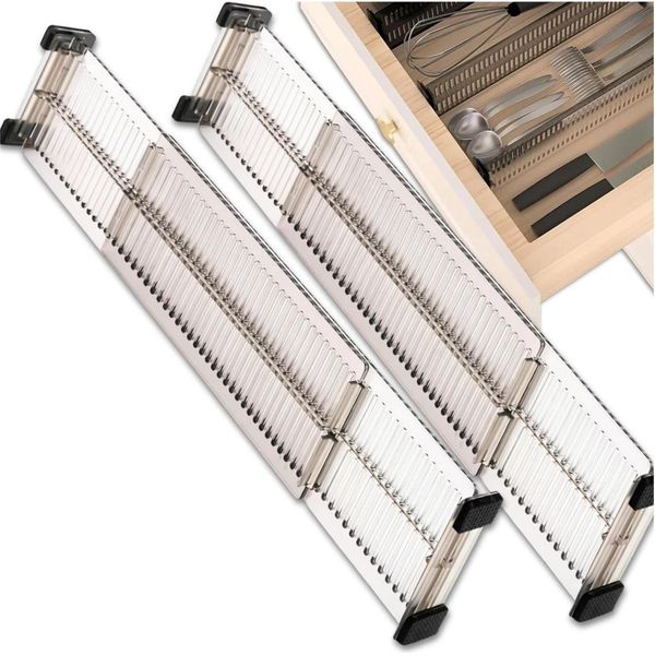 Edibazzar | Divisori Regolabili Per Cassetti, Set Da 2, Organizer, Separatori-image
