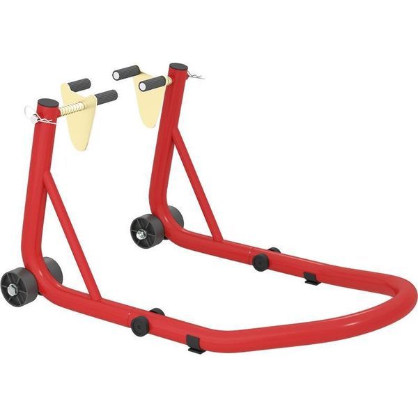 Fortuna Lai Set Di Cavalletti Per Moto Anteriori/Posteriori Cavalletto Di Montaggio Sollevatore Per Moto Fino A 544 Kg Cavalletto Per Moto Per Ruota Posteriore Acciaio Rosso-image