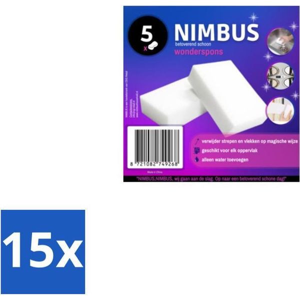 Nimbus – Spugna Miracolosa – Spugna In Melamina – Confezione Risparmio - Confezione Risparmio - 15 Pezzi-image