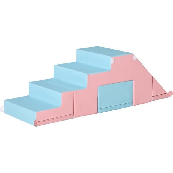 Fortuna Lai Giocattolo Da Arrampicata E Scivolo Per Bambini, Favorisce Lo Sviluppo Delle Capacità Motorie, Pelle Finta, Schiuma Epe, 86X49X47 Cm, Rosa+Blu-image