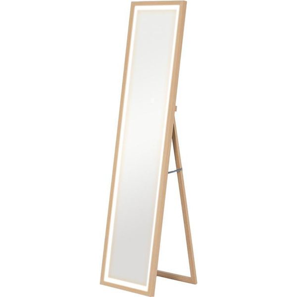Specchio A Figura Intera Fortuna Lai 40 X 160 Cm Specchio Da Terra Con Luce Led, 3 Colori Di Luce, Specchio Da Parete Con Comando Touch, Specchio Da Pavimento Per Camera Da Letto, Soggiorno, Rovere-image
