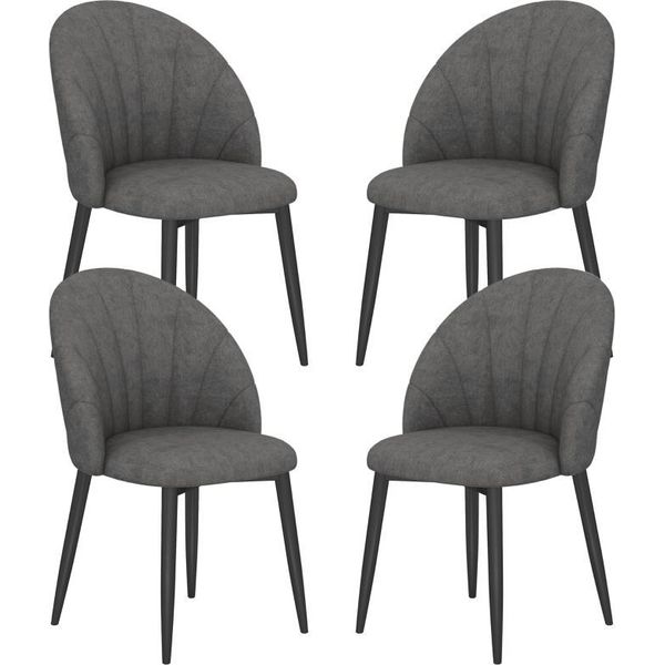 Fortuna Lai Set Di 4 Sedie Da Sala Da Pranzo, Sedie Da Cucina In Velluto, Gambe In Acciaio, Senza Braccioli, Grigio-image