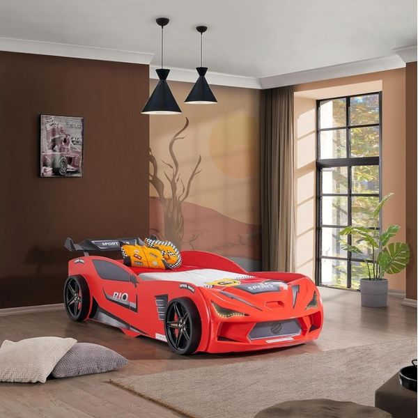 Designer Lettino Rosso Letto Moderno Da Camera Da Letto A Forma Di Auto Da Corsa-image