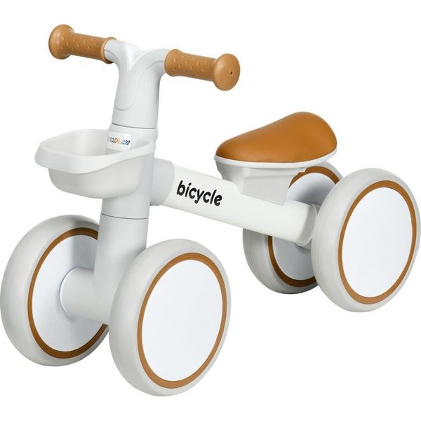 Bicicletta Senza Pedali Fortuna Lai, Sedile Regolabile, Ruote Silenziose, Per Bambini Da 1 A 3 Anni, Fino A 20 Kg, Marrone/Bianco-image