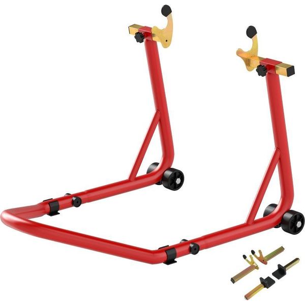 Fortuna Lai Set Di Cavalletti Per Moto Anteriori/Posteriori Cavalletto Di Montaggio Sollevatore Per Moto Fino A 544 Kg Cavalletto Per Moto Per Ruota Posteriore Acciaio Rosso-image
