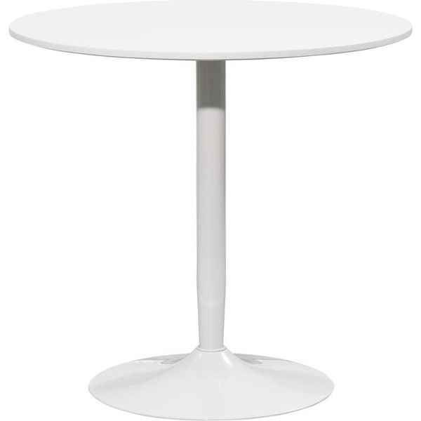 Tavolo Da Pranzo Fortuna Lai Per 2 Persone, Piano Rotondo Ø80 Cm, Mdf E Acciaio, Antiscivolo, Bianco, 75H Cm-image
