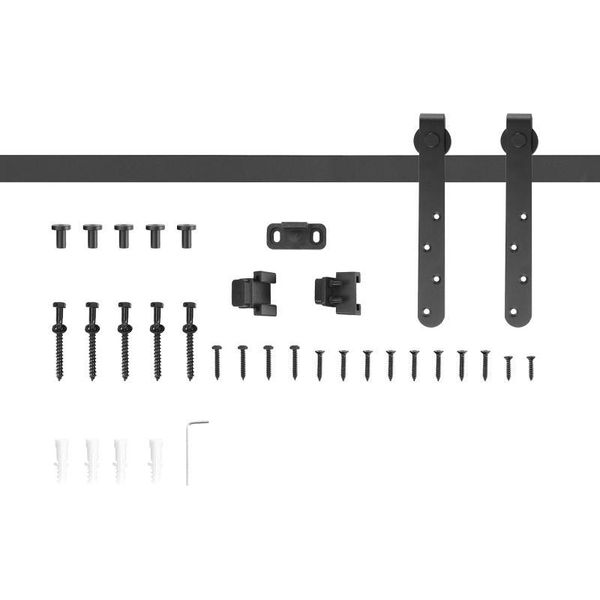 Fortuna Lai Set Di Ferramenta Per Porte Scorrevoli 180 Cm Set Completo Con Binari, Rotelle, Dispositivi Anti-Scatto Acciaio Al Carbonio-image