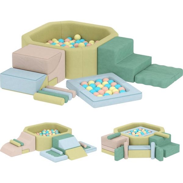 Fortuna Lai Set Di 15 Mattoncini Morbidi, 200 Palline Di Plastica, Piscina Di Palline Per Bambini Piccoli, Per Interni, Schiuma, Colorato-image