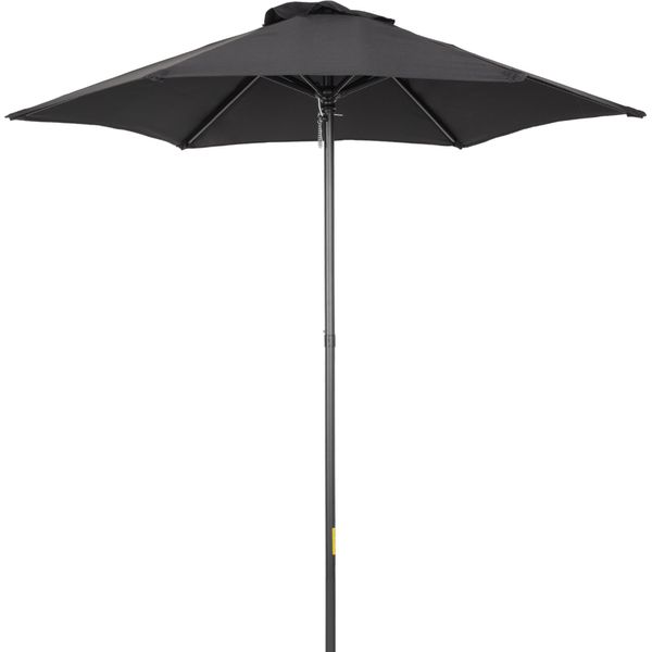 Ombrellone Fortuna Lai Ø196 Cm, Ombrellone Girevole Con Funzione Di Inclinazione, Esagonale Ombrellone Da Balcone Ombrellone Da Spiaggia Resistente Al Vento Stabile Ombrellone Da Mercato Ombrellone A Manovella Protezione Solare Per Spiaggia, Balcone, Giardino, Nero-image