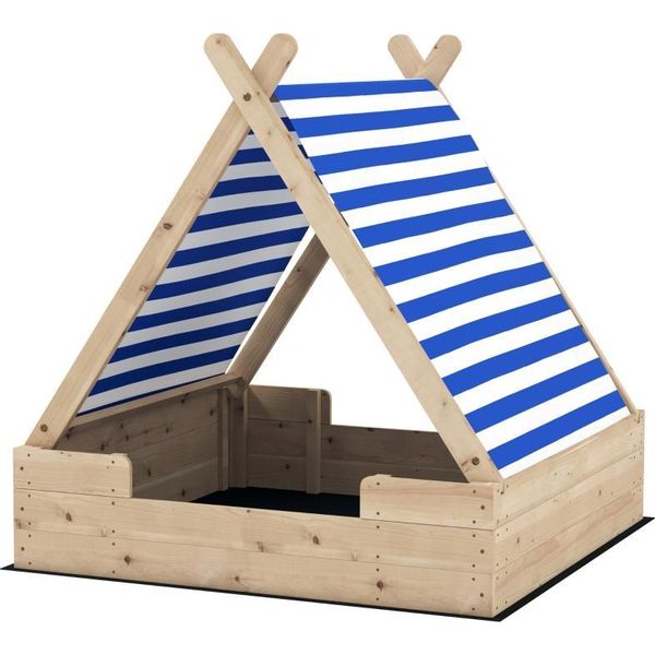 Fortuna Lai Sabbiera Per Bambini, Sabbiera Con Tettoia Resistente Alle Intemperie, Per 3 Bambini Di Età Compresa Tra 3 E 6 Anni, 120 X 120 X 126,5 Cm-image