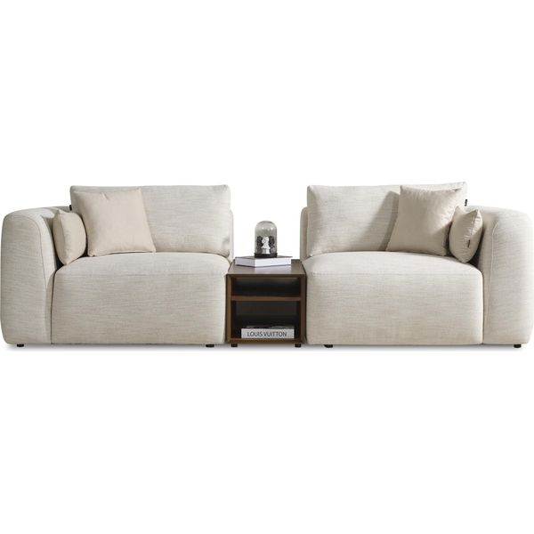 Divano A 3 Posti Beige Divani Imbottiti Eleganti Divani In Tessuto Per Soggiorno-image