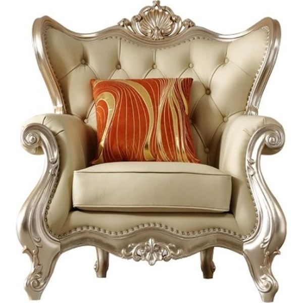 Poltrona Chesterfield Beige Classico Soggiorno Mobili In Ecopelle-image