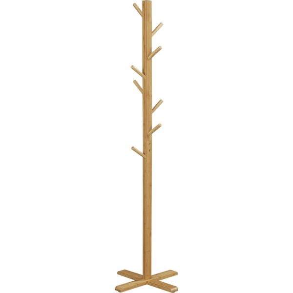 Fortuna Lai Appendiabiti In Bambù Con 8 Ganci, Appendiabiti Per Corridoio E Camera Da Letto, 49,5X49,5X178 Cm, Elegante E Funzionale-image