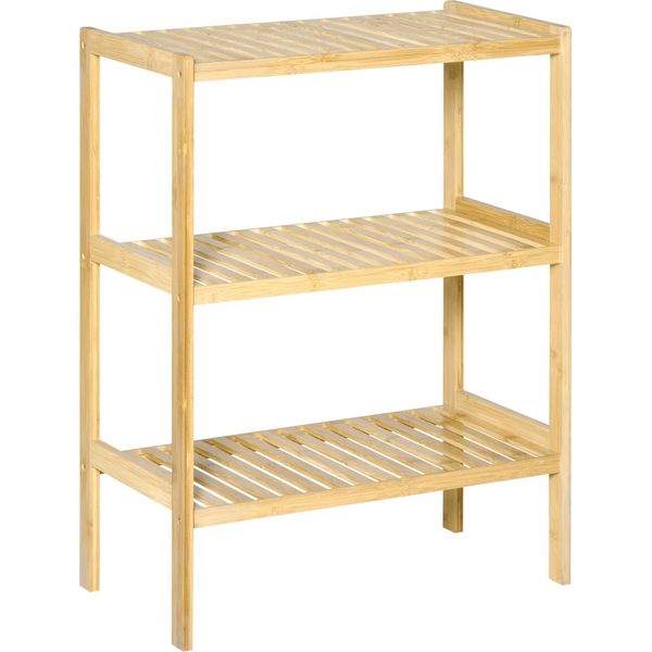 Fortuna Lai Scaffale Da Bagno Scaffale A 3 Ripiani Scaffale In Bambù Scaffale Da Cucina Per Bagno, Cucina, Soggiorno, Corridoio Naturale 62 X 33 X 80 Cm-image