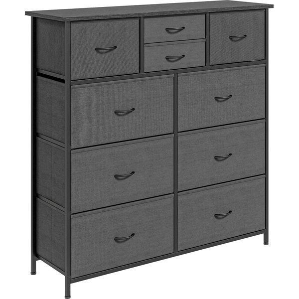 Fortuna Lai Comò Armadio Contenitore Con 10 Cassetti Pieghevoli In Tessuto Moderno Sideboard Per Soggiorno E Camera Da Letto In Acciaio Nero-image