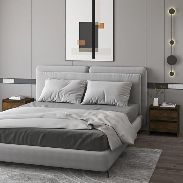 Maison Exclusive - Comodini 2 Pz. Rovere Affumicato 45X34,5X44,5 Cm Materiale Ligneo-image